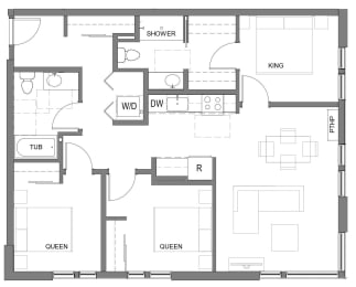  Floor Plan 3 Bed Affordable Housing