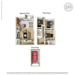 Latitude 3 Bed 2 Bath TH A Floor Plan