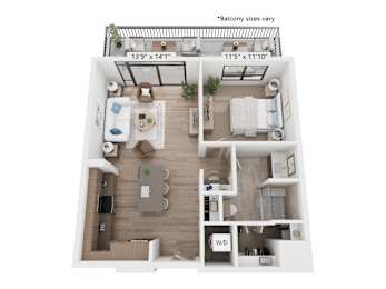 The Raleigh at Sloan's Lake Apartments in Denver, Colorado One Bedroom Floor Plan