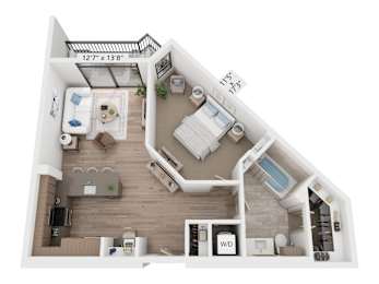 The Raleigh at Sloan's Lake Apartments in Denver, Colorado One Bedroom Floor Plan