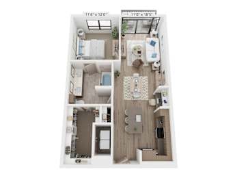 The Raleigh at Sloan's Lake Apartments in Denver, Colorado One Bedroom Floor Plan