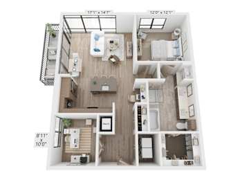 The Raleigh at Sloan's Lake Apartments in Denver, Colorado One Bedroom Floor Plan