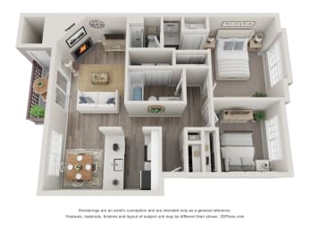 Align Apartments 2x2 Floor Plan