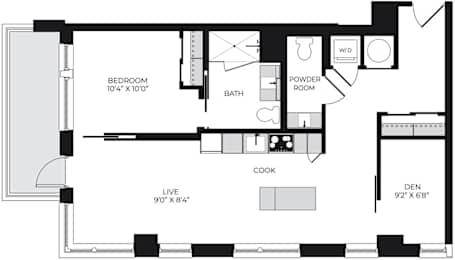 Alton District Luxury Apartments in Washington, DC A1 BD2 Floor Plan
