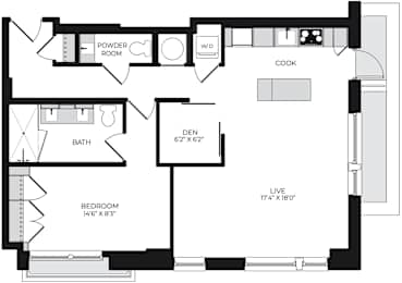 Alton District Luxury Apartments in Washington, DC A1 BD5 Floor Plan