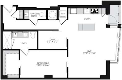 Alton District Luxury Apartments in Washington, DC A1 BD0 Floor Plan