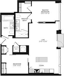 Alton District Luxury Apartments in Washington, DC A1 B202 Floor Plan