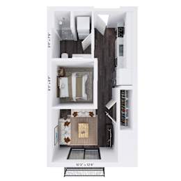 Alton Heights in Kansas City, Missouri One Bedroom Floor Plan
