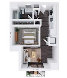 Alton Heights in Kansas City, Missouri One Bedroom Floor Plan