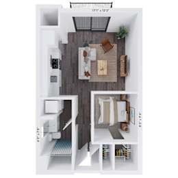 Alton Heights in Kansas City, Missouri One Bedroom Floor Plan