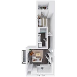 Alton Heights in Kansas City, Missouri One Bedroom Floor Plan