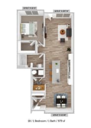 Alton Jefferson Park 1x1 B Floor Plan at Alton Jefferson Park, Denver