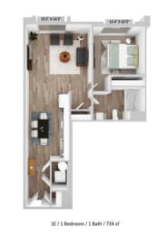 a 1 bedroom floor plan  studio at Alton Jefferson Park, Colorado