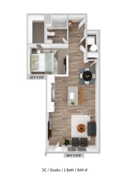 Alton Jefferson Park Studio C Floor Plan