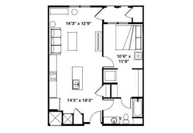 Alvera at the Meadows Apartments in American Fork, Utah One Bedroom Floor Plan