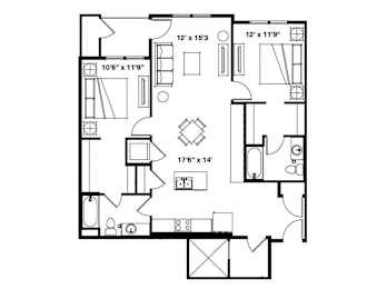 Alvera at the Meadows Apartments in American Fork, Utah Two Bedroom Floor Plan