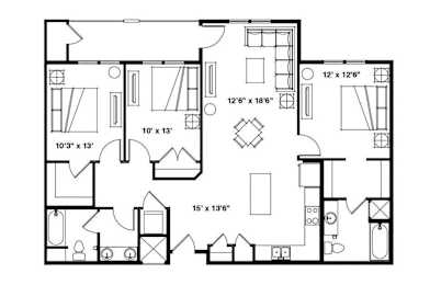 Alvera at the Meadows Apartments in American Fork, Utah Three Bedroom Floor Plan