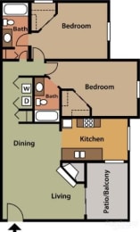 Alvista 23 Apartment Homes 2x2 Floor Plan
