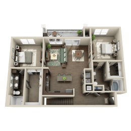 B3B Floor Plan at Arden Woods Apartments, Texas