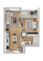 Arts Plaza Apartments in Gresham, Oregon One Bedroom Floor Plan