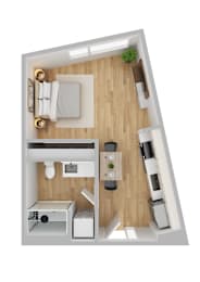 Arts Plaza Apartments in Gresham, Oregon Studio Floor Plan