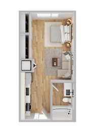 Arts Plaza Apartments in Gresham, Oregon Studio Floor Plan