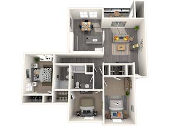 Aspire Columbia Ridge Apartments in Portland, Oregon 3 Bedroom 2 Bath Floor Plan