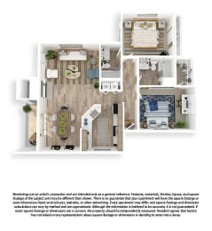The Lakehouse 3D Floor Plan 2x2 931sf
