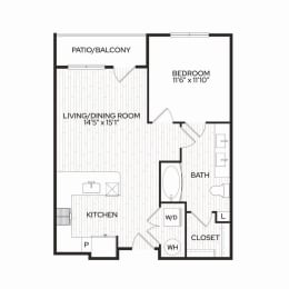 Aura Apache New Apartments in Tempe, Arizona A1m1 Floor Plan