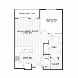 Aura Apache New Apartments in Tempe, Arizona A1m2 Floor Plan