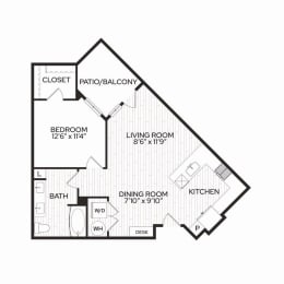 Aura Apache New Apartments in Tempe, Arizona A2 Floor Plan