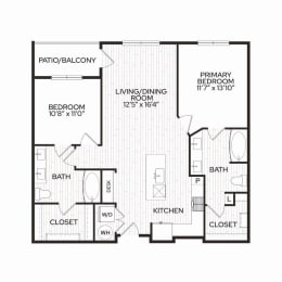 Aura Apache New Apartments in Tempe, Arizona B2m2 Floor Plan