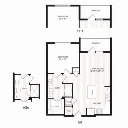 Aura Avant Apartments in Lewisville, Texas A3.2 Floor Plan