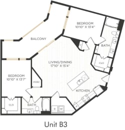 Astra Avery Ranch Apartments B3 Floor Plan