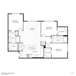 A floor plan of the Aura Bella showing the layout of the rooms.