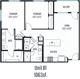 Aura Central Apartments B1 Floor Plan