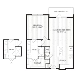 Aura High Pointe Apartments in Austin, Texas A6 Floor Plan