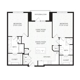 Aura High Pointe Apartments in Austin, Texas B2 Floor Plan