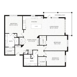 Aura High Pointe Apartments in Austin, Texas C2 Floor Plan