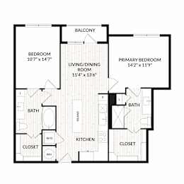 Aura Main Street New Apartments in Lewisville, Texas B1.1 Floor Plan