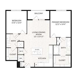 Aura Main Street New Apartments in Lewisville, Texas B2.6 Floor Plan