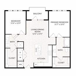 Aura Main Street New Apartments in Lewisville, Texas B2.9 ANSI Floor Plan