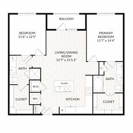 Aura Main Street New Apartments in Lewisville, Texas B2 Floor Plan