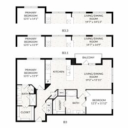 Aura Main Street New Apartments in Lewisville, Texas B3.1 Floor Plan