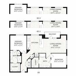 Aura Main Street New Apartments in Lewisville, Texas B3.2 Floor Plan
