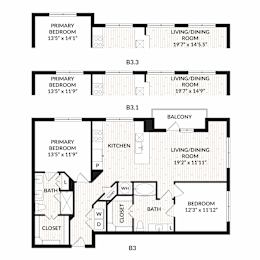 Aura Main Street New Apartments in Lewisville, Texas B3.3 Floor Plan
