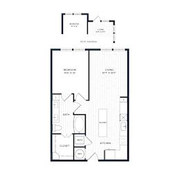 A floor plan of A3.4-3.16 with a bedroom, a living room, a bathroom, an island, a kitchen, a closet, and a pantry. 3.10 has an alternate bedroom and living room layout that is slightly smaller