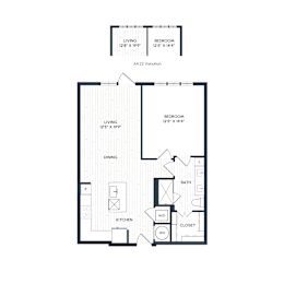 A floor plan of A4.20-4.22 with two bedrooms, a living room, a dining room, a kitchen, a bathroom, a closet, and a laundry room. A4.22 has an alternate layout with a slightly larger living room