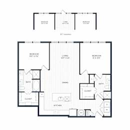 A black and white image of a floor plan for a B71 variation.