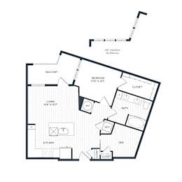 Aura Northline Apartments in Plano, Texas One Bedroom Floor Plan